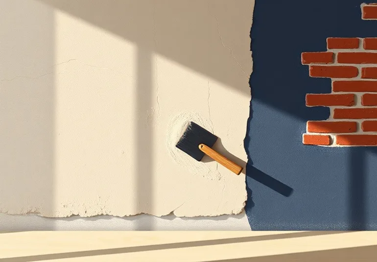 Application d'un enduit décoratif à la lisseuse sur un mur