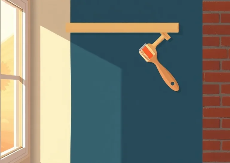Pose de papier peint, rouleau et brosse à maroufler